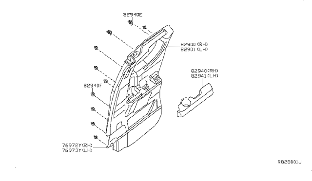 2013 Nissan Titan Rear Door Trimming Diagram 2
