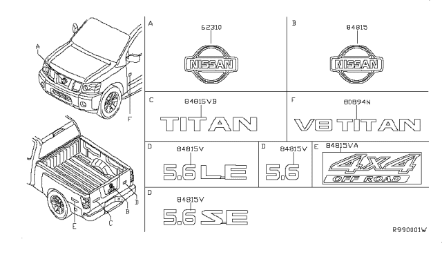 2006 Nissan Titan Emblem & Name Label Diagram 1