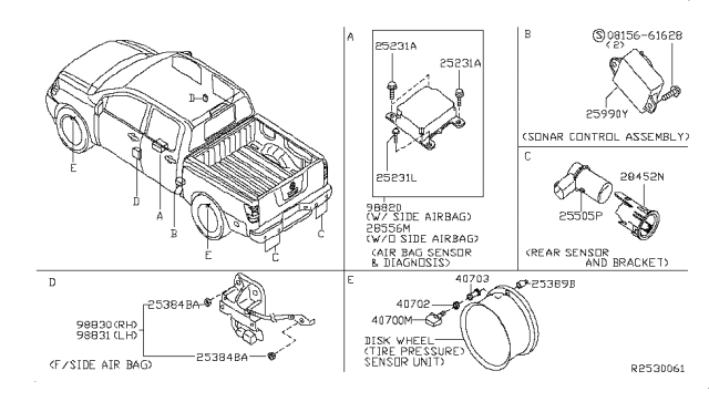 2009 Nissan Titan Sensor & Unit-Air Bag Diagram for 28556-ZJ09A