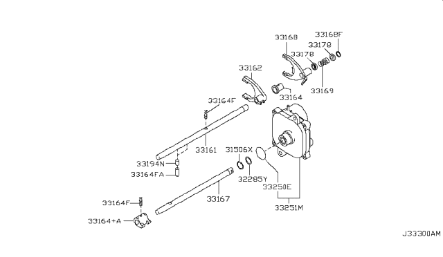 2014 Nissan Titan Transfer Shift Lever,Fork & Control Diagram
