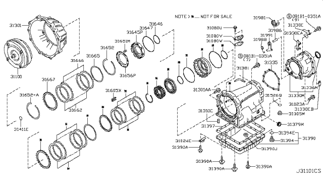 2009 Nissan Titan Torque Converter,Housing & Case Diagram 6