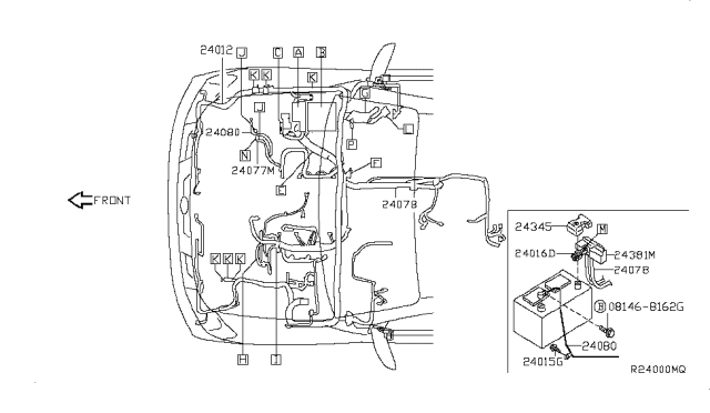 2008 Nissan Titan Harness Assy-Engine Room Diagram for 24012-ZR08B