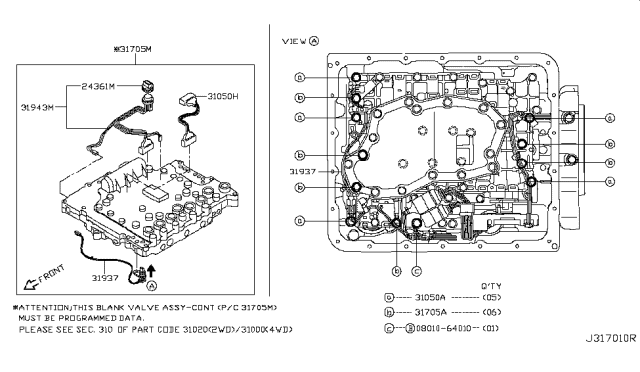2008 Nissan Titan Valve Assembly-W/O Programming Control Diagram for 31705-08X3D