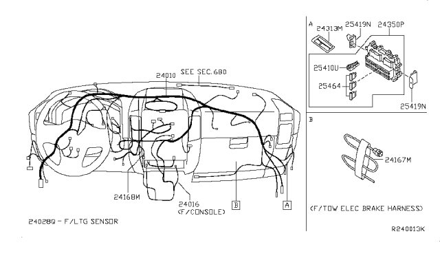 2012 Nissan Titan Harness Assembly-Console Diagram for 24016-ZR02A