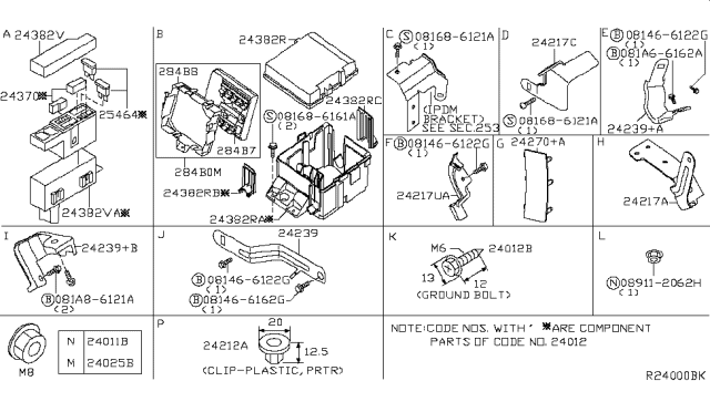 2005 Nissan Titan Cover-Relay Box Diagram for 24382-7S002