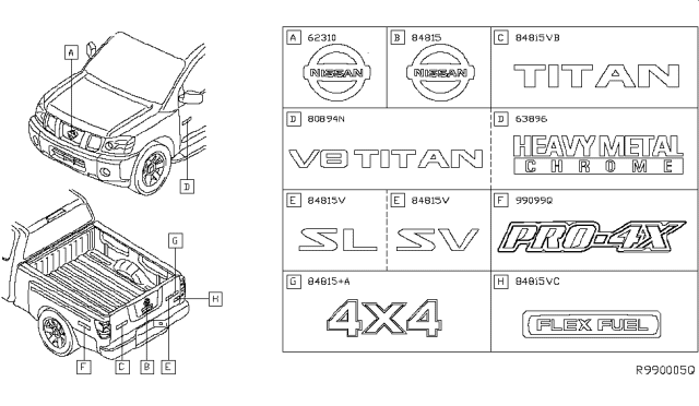 2015 Nissan Titan Emblem & Name Label Diagram 2