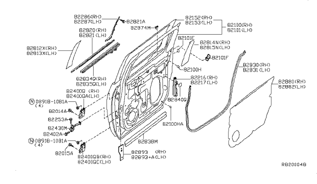 2014 Nissan Titan Rear Door Panel & Fitting Diagram 1