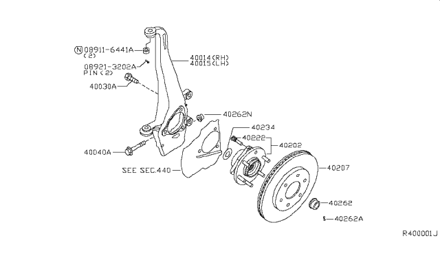 2015 Nissan Titan Nut-Knuckle Spindle Diagram for 40262-7S100