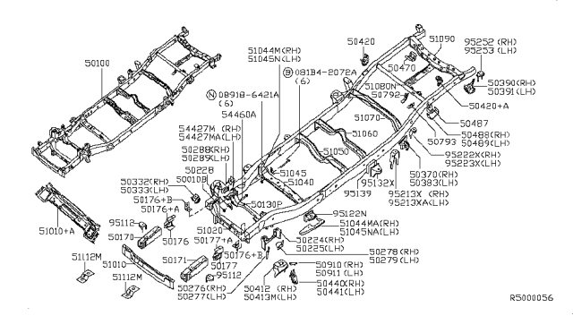 2010 Nissan Titan Frame Assy Diagram for 50100-ZT11A