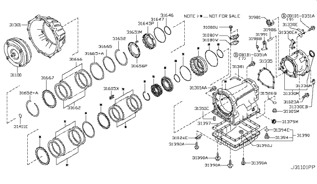 2014 Nissan Titan Torque Converter,Housing & Case Diagram 2