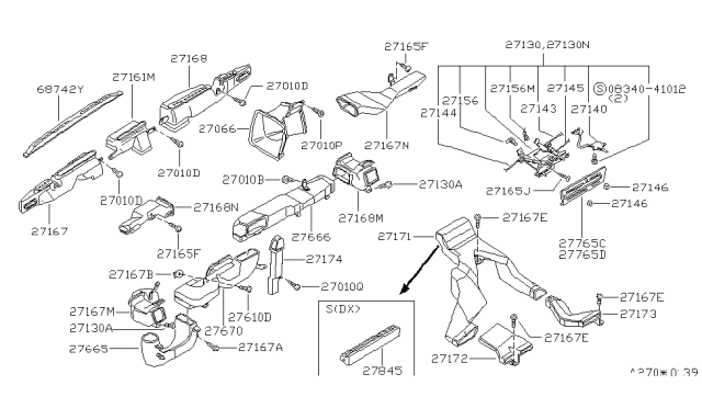 1980 Nissan Datsun 810 Duct Side Diagram for 27870-W2200