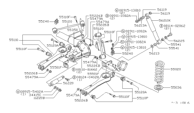 1983 Nissan Datsun 810 Spring Assembly Rear Diagram for 55020-W3000