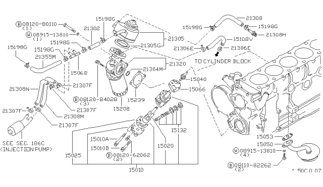 1983 Nissan Datsun 810 Oil Filter Assembly Diagram for 15208-17A10