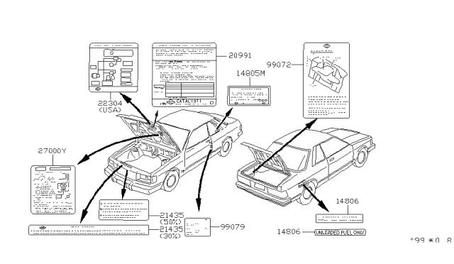 1983 Nissan Datsun 810 Emission Label Diagram for 14805-W3310
