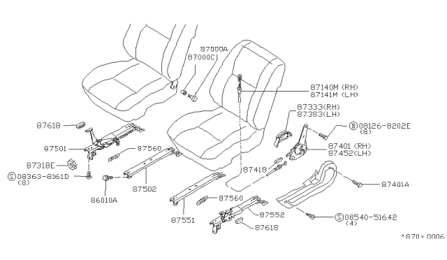 1980 Nissan Datsun 810 Cover-RECLINING Diagram for 87457-W1001
