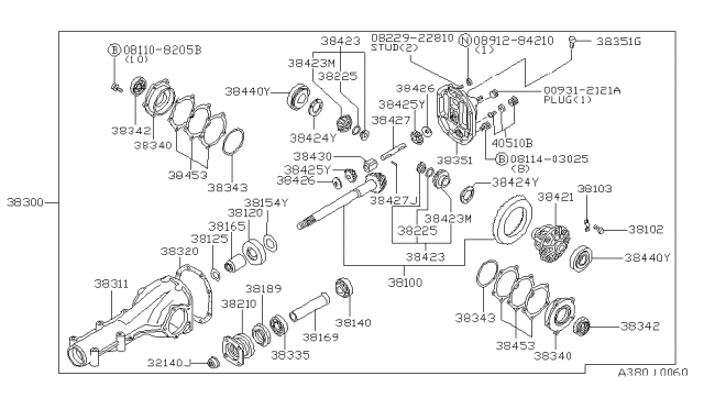 1982 Nissan Datsun 810 Gear-Set HYPOID Diagram for 38100-U3100