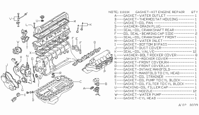 1981 Nissan Datsun 810 Engine Gasket Kit Diagram 2