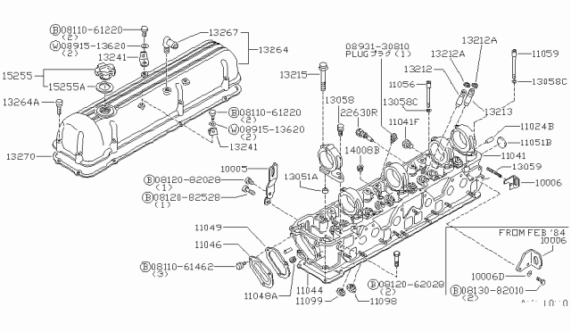 1980 Nissan Datsun 810 Cylinder Head Assembly Diagram for 11041-W2590