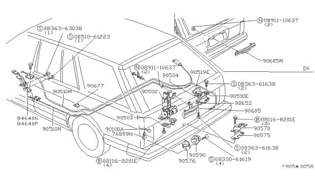 1984 Nissan Datsun 810 Wedge Assembly Diagram for 90623-W6500
