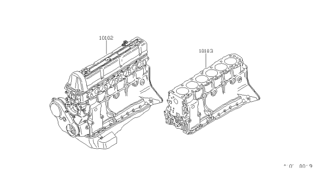 1983 Nissan Datsun 810 Engine Bare Assembly Diagram for 10102-W3201