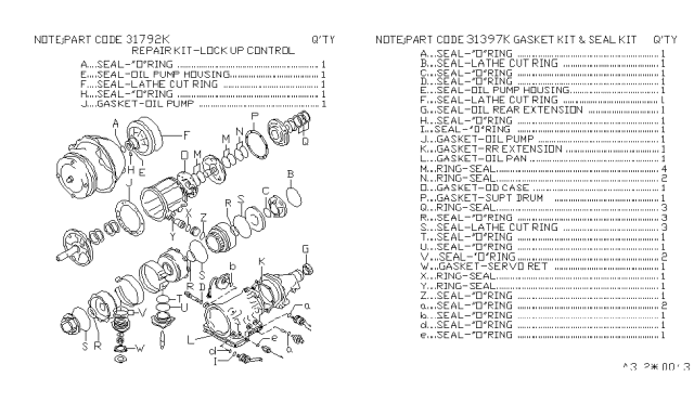 1982 Nissan Datsun 810 Gasket&Seal Kit Diagram for 31397-X0186