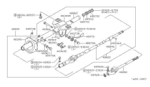 1983 Nissan Datsun 810 Joint Assembly Steering Diagram for 48080-W2400