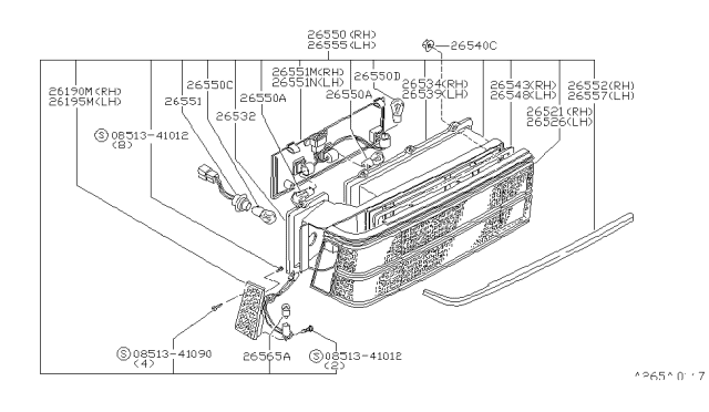 1983 Nissan Datsun 810 Harness Assembly Diagram for 26562-W2400
