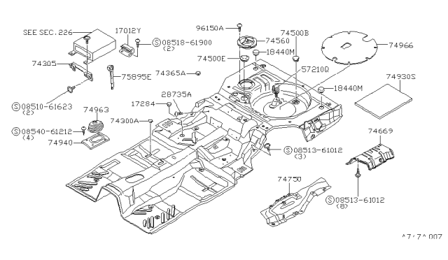 1984 Nissan Datsun 810 Cover Hole Diagram for 74965-W1000