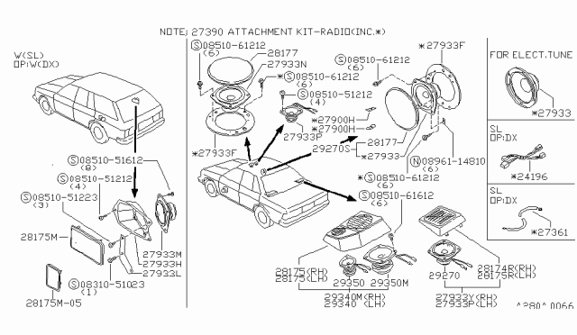 1982 Nissan Datsun 810 Grille Speaker RHGY Diagram for 28175-W1400