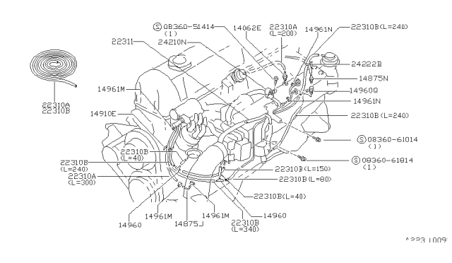 1982 Nissan Datsun 810 Pipe Assembly Air Diagram for 11827-P9110