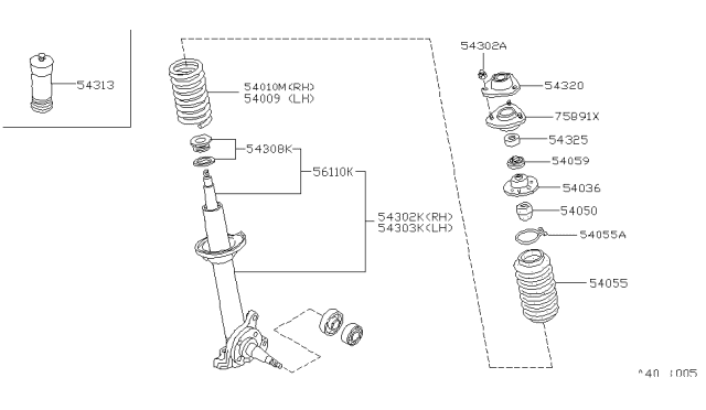 1983 Nissan Datsun 810 STRUT Assembly-RH Diagram for 54302-W3725