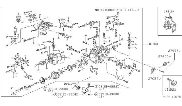 1982 Nissan Datsun 810 Injector Pump Diagram for 16700-W2501