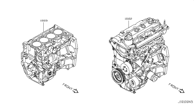 2010 Nissan Versa Engine-Bare Diagram for 10102-8W90F