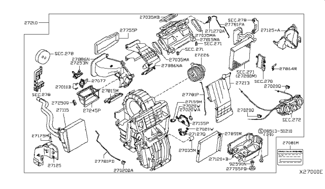 2007 Nissan Versa Blower Assembly-Air Conditioner Diagram for 27210-EM30B