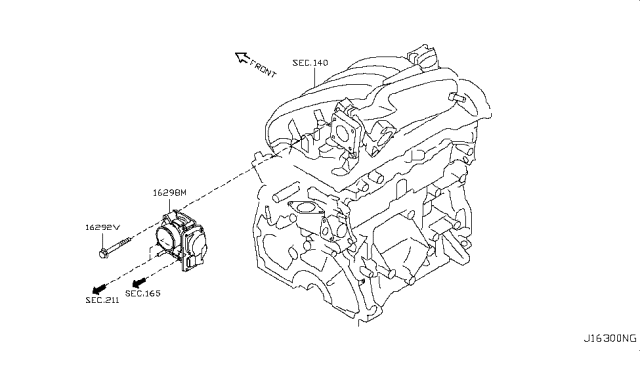 2010 Nissan Versa Throttle Body Assembly Compatible Diagram for 16119-ED00C