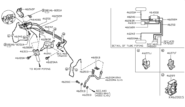 2011 Nissan Versa Brake Piping & Control Diagram 4