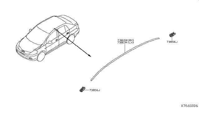 2009 Nissan Versa Moulding-Roof Drip,RH Diagram for 73852-ED400