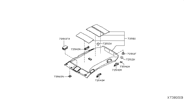 2010 Nissan Versa Module Assembly-Roof Trim Diagram for 739B0-ZN97B