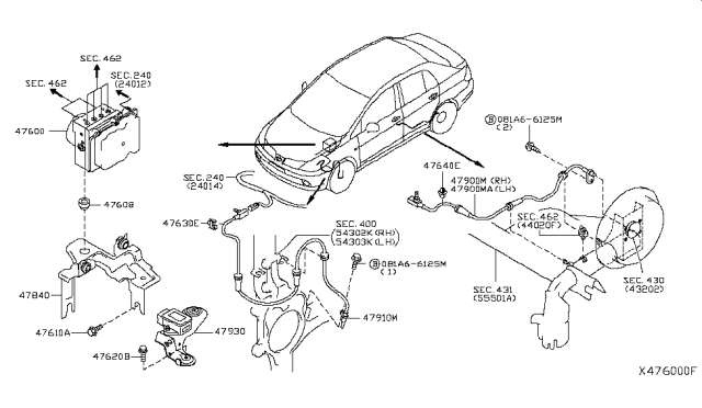 2009 Nissan Versa Sensor Assembly-Anti SKID, Front Diagram for 47910-ZR70A