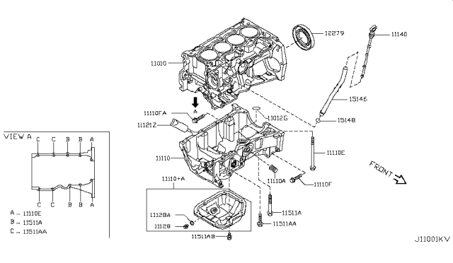 2010 Nissan Versa Cylinder Block Diagram for 11000-ED01G