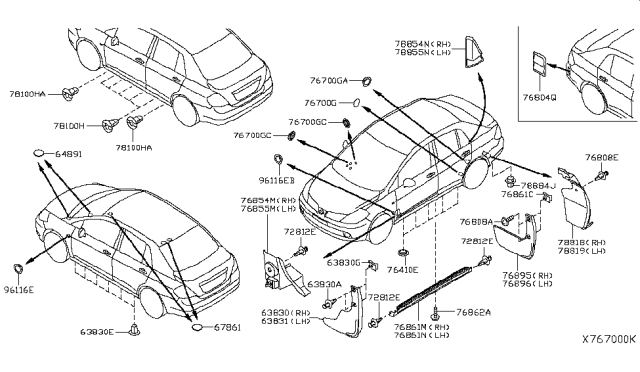 2010 Nissan Versa Closing-Rear Bumper,RH Diagram for 78818-EL000