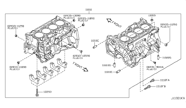 2011 Nissan Versa Cylinder Block & Oil Pan Diagram 3