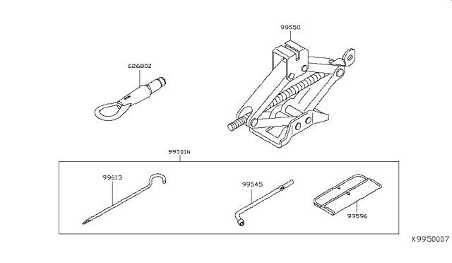 2010 Nissan Versa Lug Nut Wrench Diagram for 99545-ZV90A
