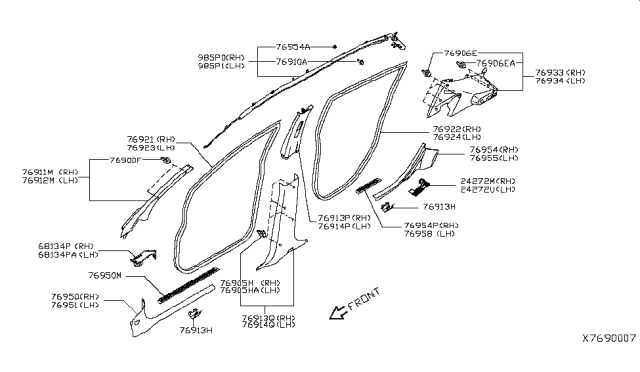 2008 Nissan Versa Finisher-Rear Pillar,LH Diagram for 76935-EL10A