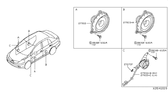 2008 Nissan Versa Speaker Unit Diagram for 28149-EL00A