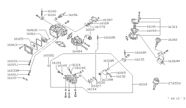 1983 Nissan Stanza Throttle Body Diagram for 16118-D1700