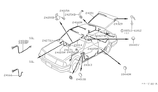 1986 Nissan Stanza Harness Assembly-Body Diagram for 24014-D2905