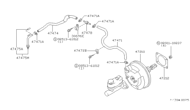 1983 Nissan Stanza Master Vacuum Brake Diagram for 47210-06E00