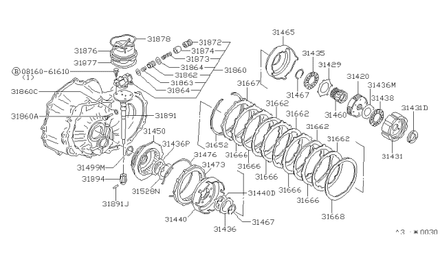 1983 Nissan Stanza Shaft Complete Governor Diagram for 31891-01X00
