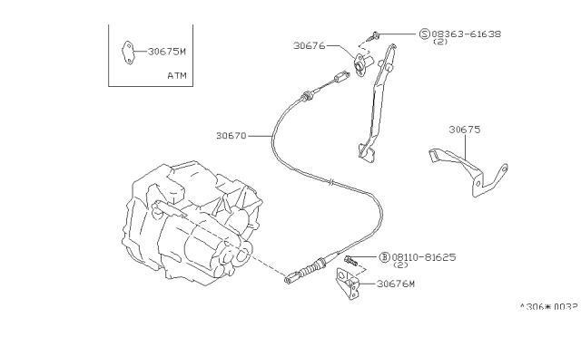 1983 Nissan Stanza Bracket Cable Clutch Diagram for 30676-D0100